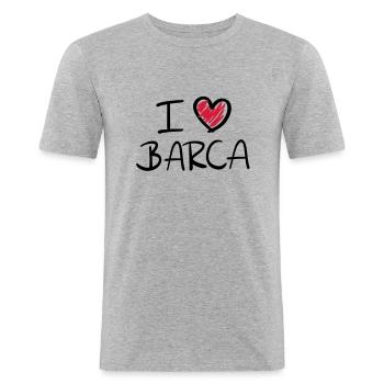 i_love_barca__f2 - T-shirt près du corps Homme - gris chiné - Devant - Nik (191cm)