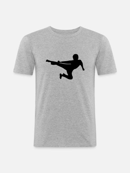 kung_fu - T-shirt près du corps Homme - gris chiné