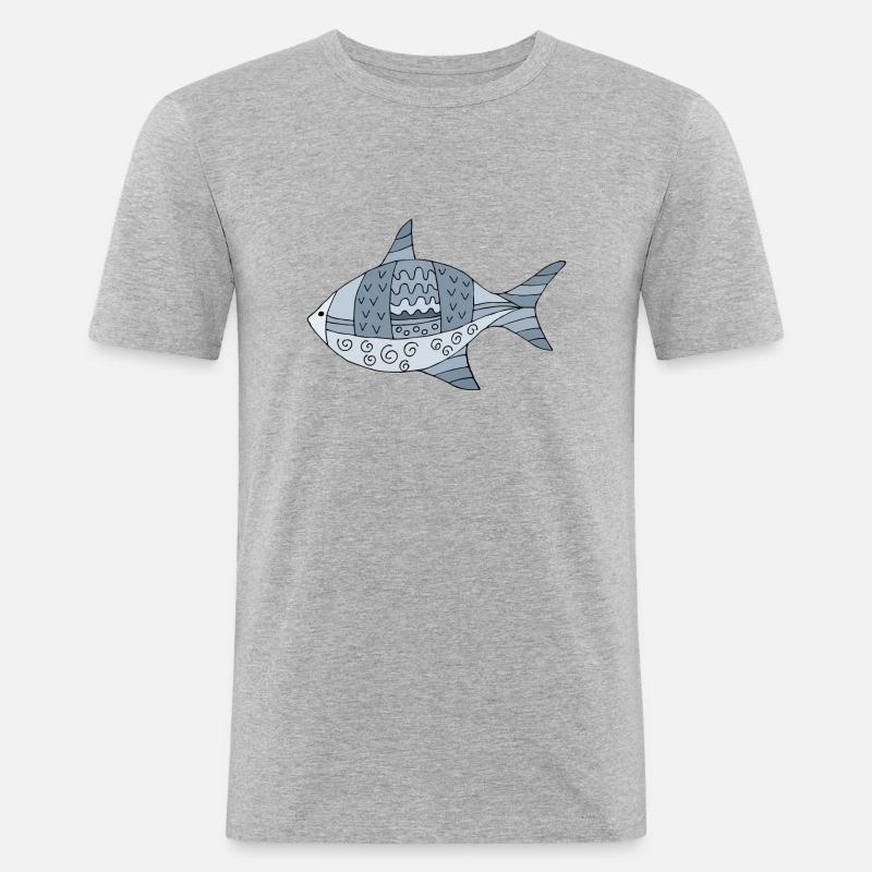 Fisch - Männer Slim Fit T-Shirt - Grau meliert
