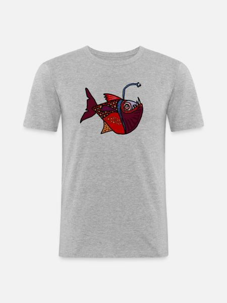 Fisch - Männer Slim Fit T-Shirt - Grau meliert
