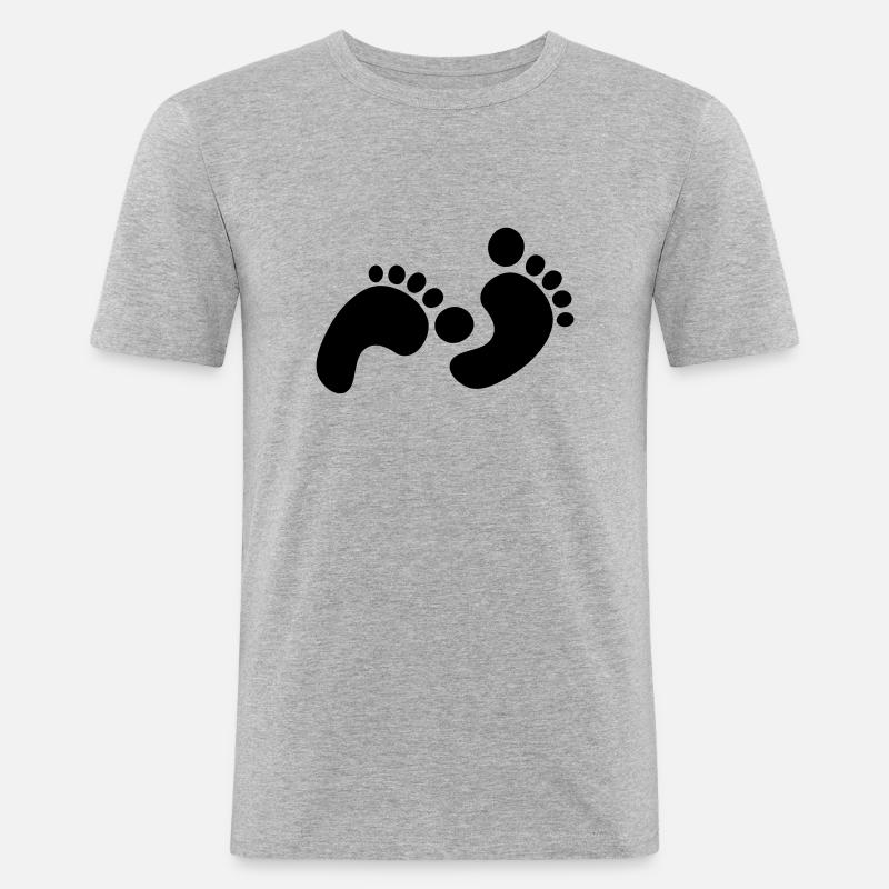 footprints - Männer Slim Fit T-Shirt - Grau meliert