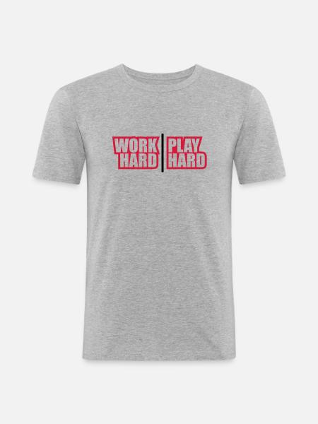 work_hard_play_hard_rp2 - Men's Slim Fit T-Shirt - heather grey