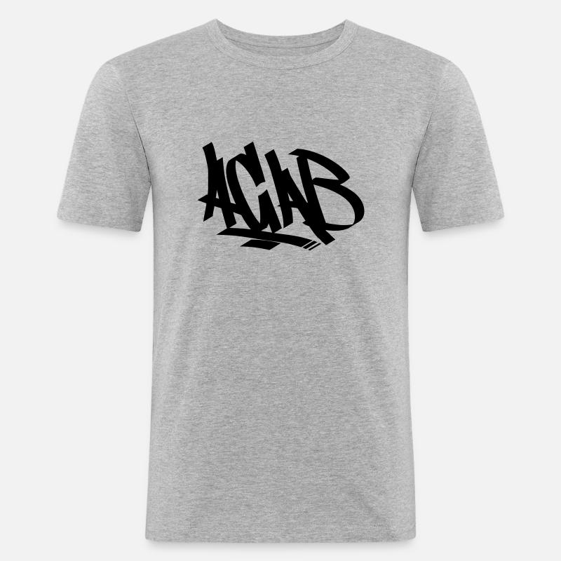 Acab - Männer Slim Fit T-Shirt - Grau meliert