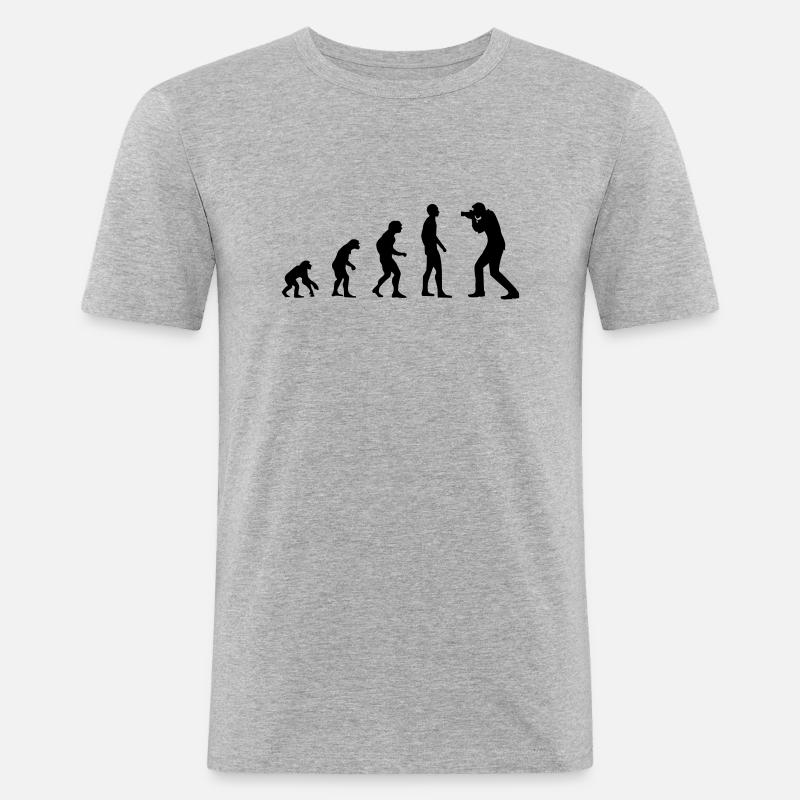 Evolution Fotograf - Männer Slim Fit T-Shirt - Grau meliert