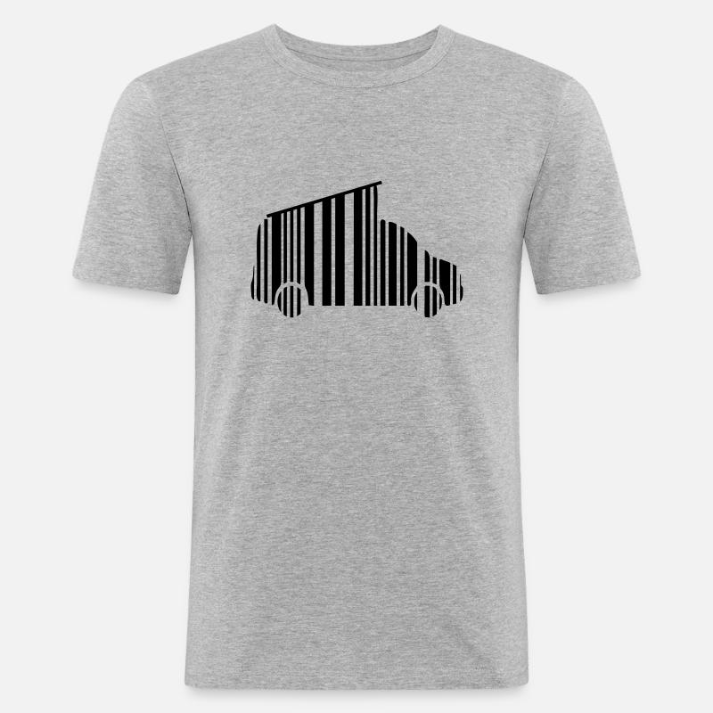 camper van dachzelt strichcode - Männer Slim Fit T-Shirt - Grau meliert
