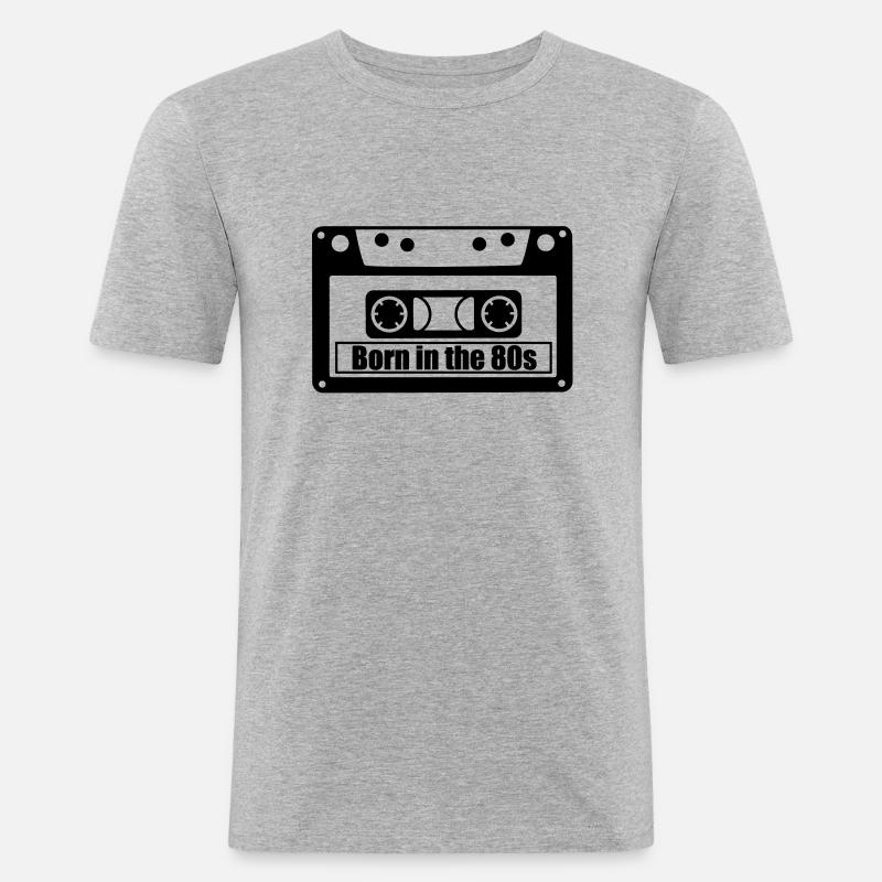 born in the 80s - Männer Slim Fit T-Shirt - Grau meliert