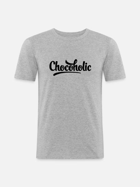 chocoholic - Männer Slim Fit T-Shirt - Grau meliert