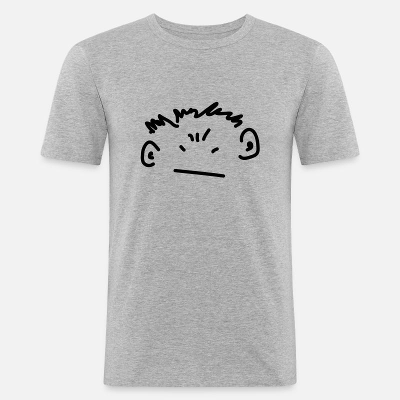 wütender Junge - Männer Slim Fit T-Shirt - Grau meliert