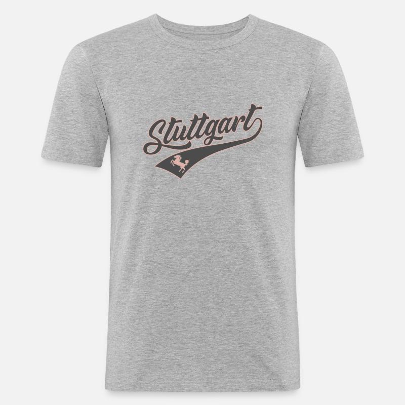 STUTTGART GREY - Männer Slim Fit T-Shirt - Grau meliert