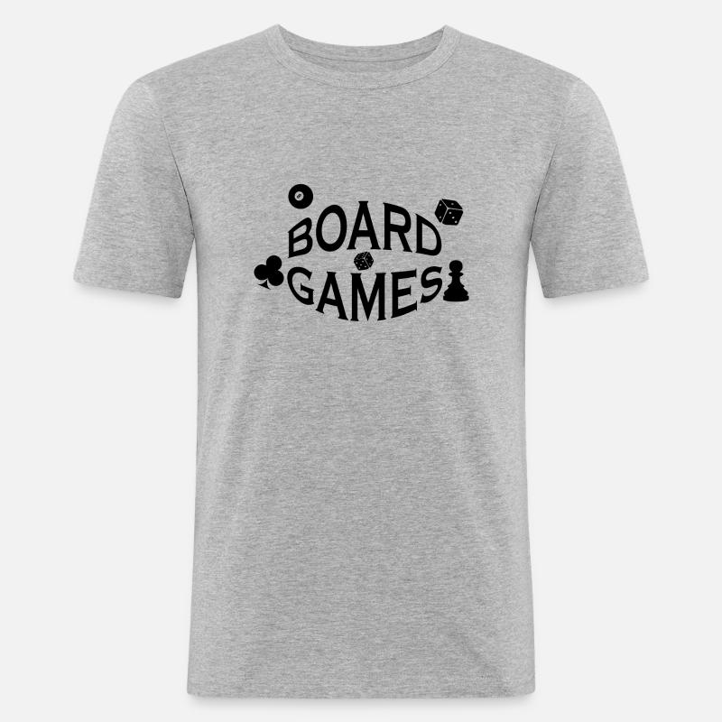 boardgame chess backgammon game night - Männer Slim Fit T-Shirt - Grau meliert