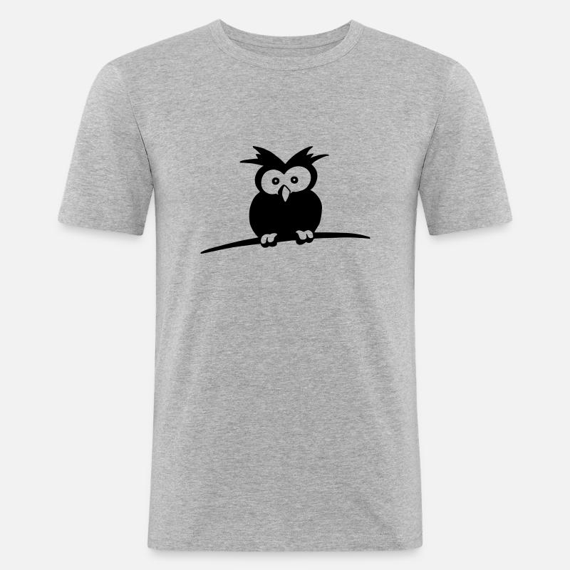 kleene Eule - Männer Slim Fit T-Shirt - Grau meliert
