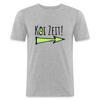 koi zeit - keine zeit schwäbisch - Männer Slim Fit T-Shirt - Grau meliert - Vorne - Nik (191cm)