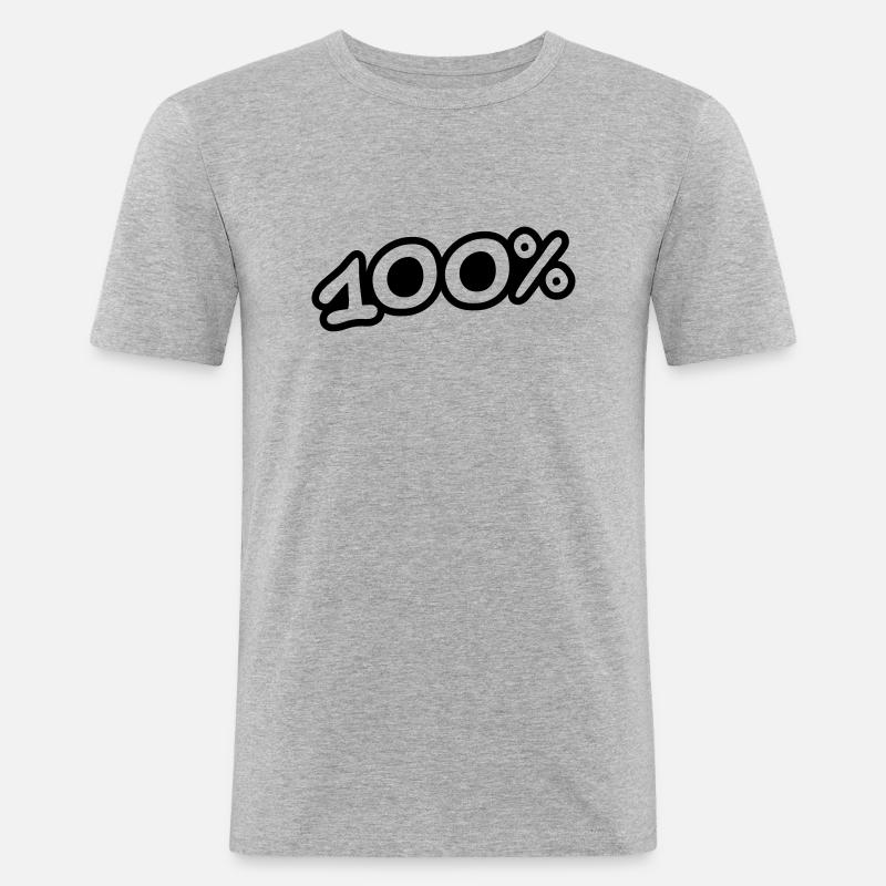 100 Procent - Männer Slim Fit T-Shirt - Grau meliert