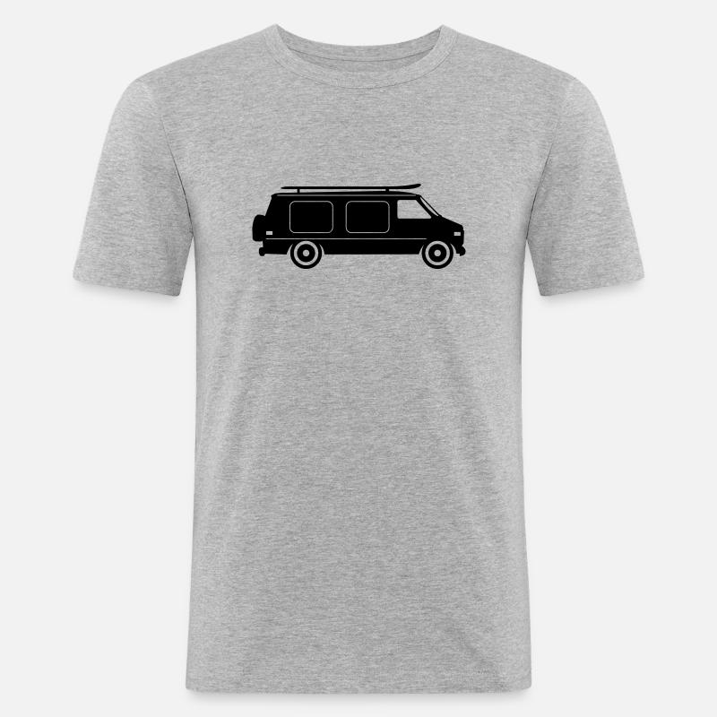CAMPER BUS Wohnmobil Auto - Männer Slim Fit T-Shirt - Grau meliert
