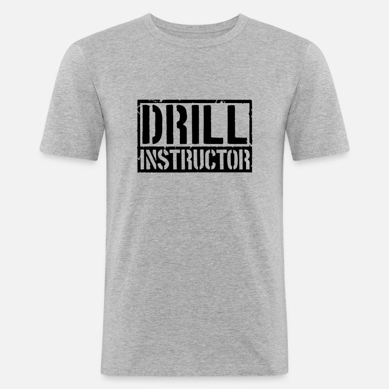 Drill Instructor Schild - Männer Slim Fit T-Shirt - Grau meliert