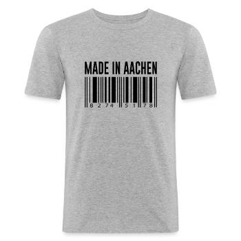 Aachen Deutschland Stadt Strichcode Geschenk - Männer Slim Fit T-Shirt - Grau meliert - Vorne - Nik (191cm)