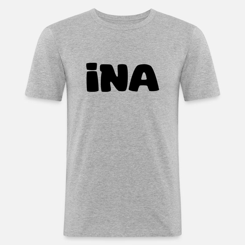 Name - Ina - Männer Slim Fit T-Shirt - Grau meliert