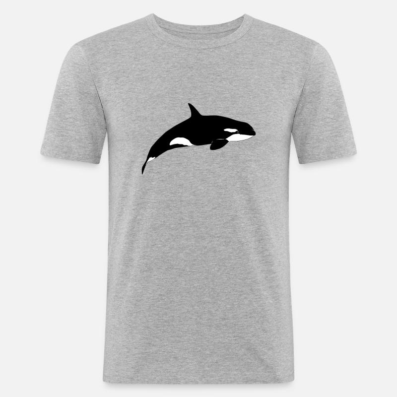 Orca - Wal - Killerwal - Männer Slim Fit T-Shirt - Grau meliert