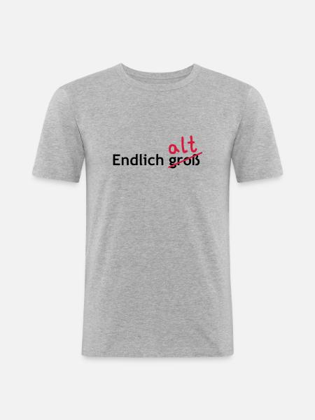 Endlich alt - Männer Slim Fit T-Shirt - Grau meliert