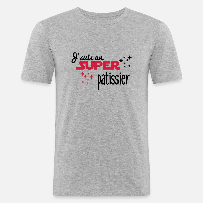 Ich bin ein großer Gebäck - Männer Slim Fit T-Shirt - Grau meliert