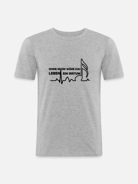 Without music life would be a mistake - Men's Slim Fit T-Shirt - heather grey