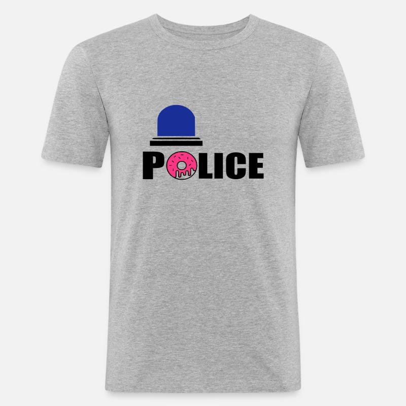 Polizei d - Männer Slim Fit T-Shirt - Grau meliert