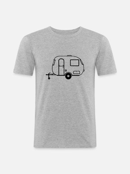 Wohnwagen - Männer Slim Fit T-Shirt - Grau meliert