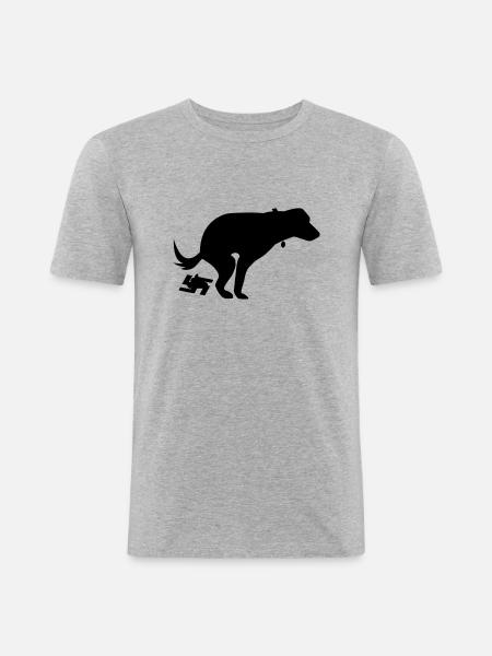 Pooping Dog 2 - Men's Slim Fit T-Shirt - heather grey