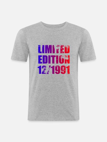 33e anniversaire Edition limitée 12/1991 - T-shirt près du corps Homme - gris chiné