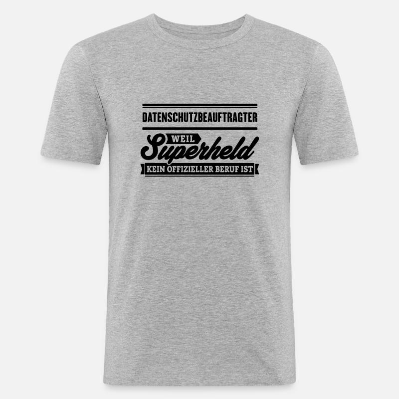 Superheld Datenschutzbeauftragter - Männer Slim Fit T-Shirt - Grau meliert