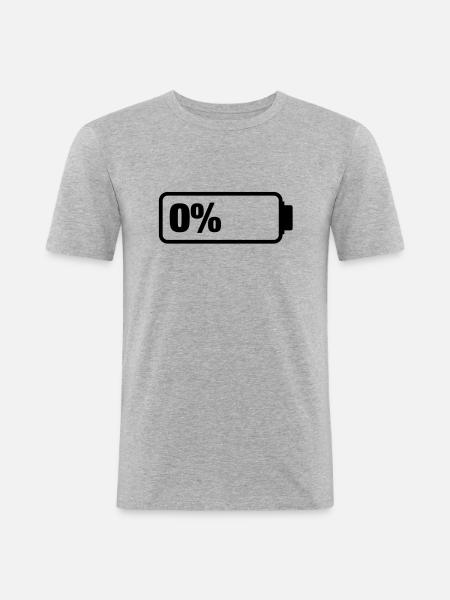 battery_empty_1__f1 - Männer Slim Fit T-Shirt - Grau meliert