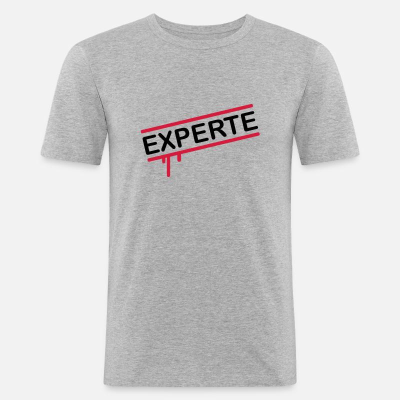 experte_1_f2 - Männer Slim Fit T-Shirt - Grau meliert