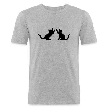 Cats Bengal - T-shirt près du corps Homme - gris chiné - Devant - Nik (191cm)