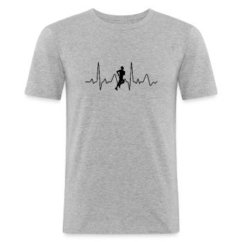 Electrocardiogramme Course à pied - T-shirt près du corps Homme - gris chiné - Devant - Nik (191cm)