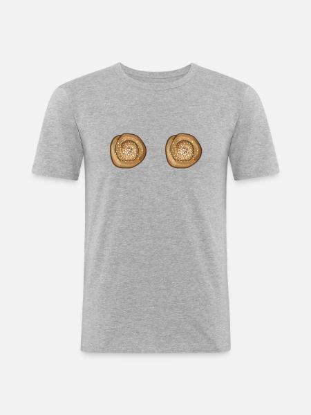 Brötchen - Männer Slim Fit T-Shirt - Grau meliert