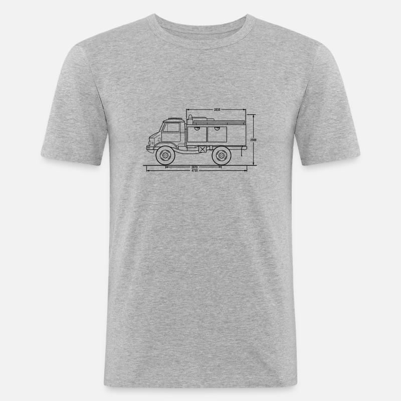 Unimog - Oldtimer - Universal Motorgerät - Männer Slim Fit T-Shirt - Grau meliert