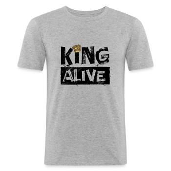 Roi vivant - T-shirt près du corps Homme - gris chiné - Devant - Nik (191cm)