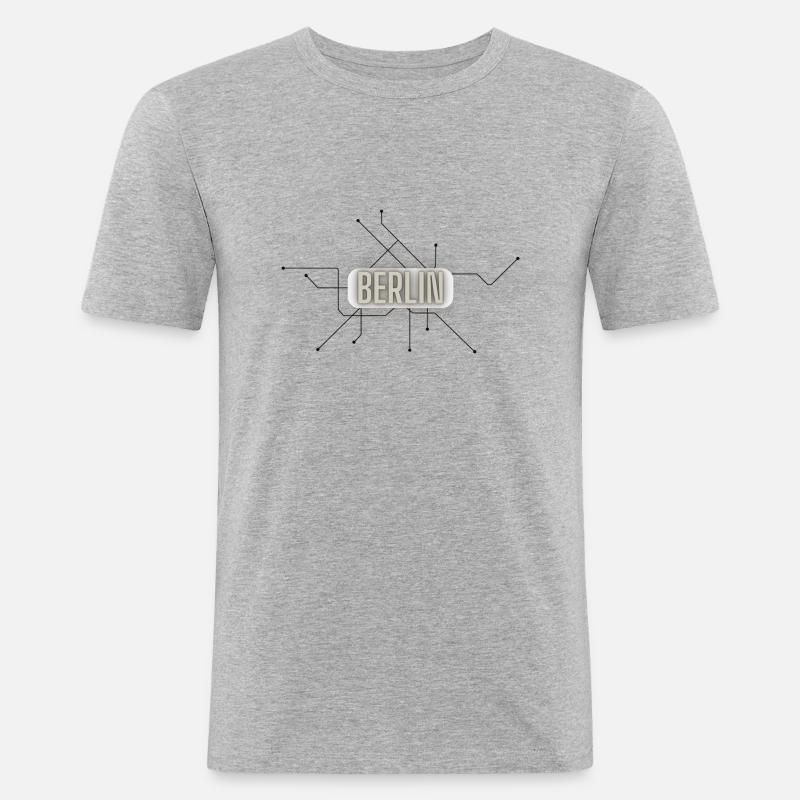 Berlin Underground - Männer Slim Fit T-Shirt - Grau meliert