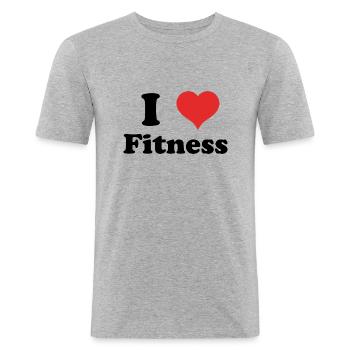 i love Fitness - Männer Slim Fit T-Shirt - Grau meliert - Vorne - Nik (191cm)