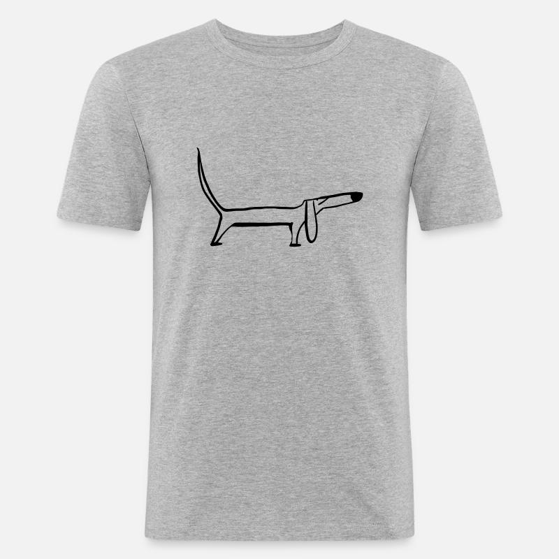 Dackel - Männer Slim Fit T-Shirt - Grau meliert