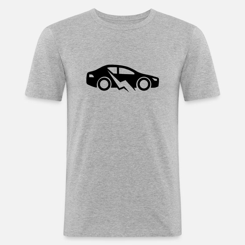 E-Auto Elektroauto - Männer Slim Fit T-Shirt - Grau meliert