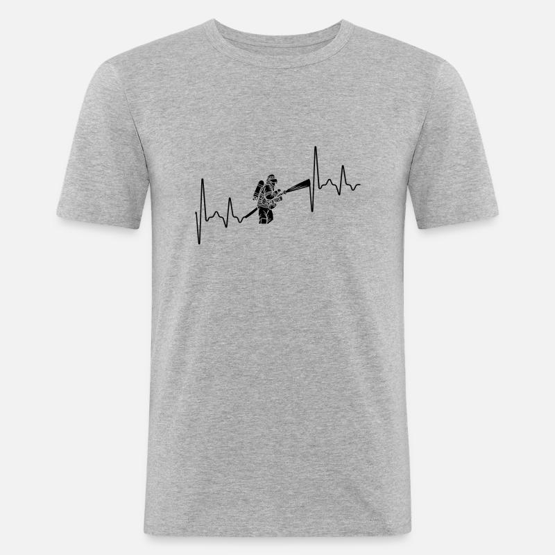 Feuerwehrmann Herzfrequenz - Männer Slim Fit T-Shirt - Grau meliert