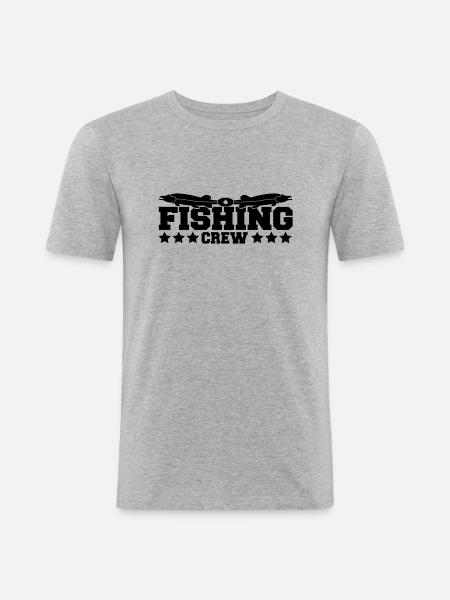 fishing_crew - T-shirt près du corps Homme - gris chiné