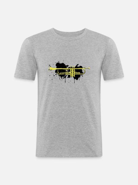 Trompete Dirty Edition - Männer Slim Fit T-Shirt - Grau meliert