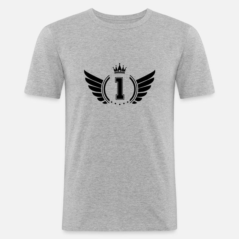 Wappen 1 - Männer Slim Fit T-Shirt - Grau meliert