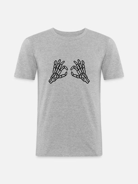 Look through skeleton hole eyes - Men's Slim Fit T-Shirt - heather grey