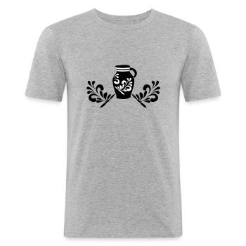 Bembel Design - Bembelschwung Hessen Liebe - Männer Slim Fit T-Shirt - Grau meliert - Vorne - Nik (191cm)
