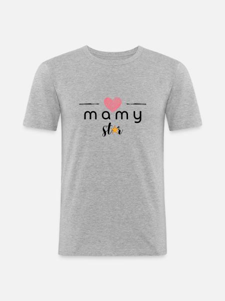 mamy star - Men's Slim Fit T-Shirt - heather grey