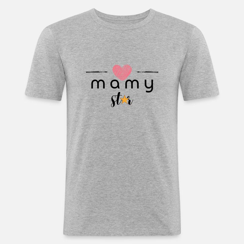 Mamy Stern - Männer Slim Fit T-Shirt - Grau meliert