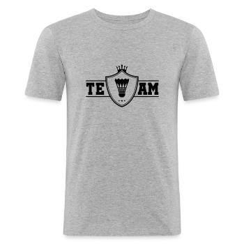 Badminton Team - Männer Slim Fit T-Shirt - Grau meliert - Vorne - Nik (191cm)